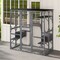 Grey Tall Outdoor Wooden Cat House with 6 Side and 1 Middle Platforms Suitable for Indoor and Outdoor Use
